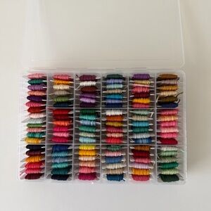 DMC Embroidery Thread Lot in Plastic Box Cross Stitch, Needlepoint Cotton